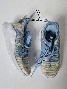 NWT Kids Multi-Color & Blue Knit Slip on Athletic Shoes Lace Up Tennis Shoes